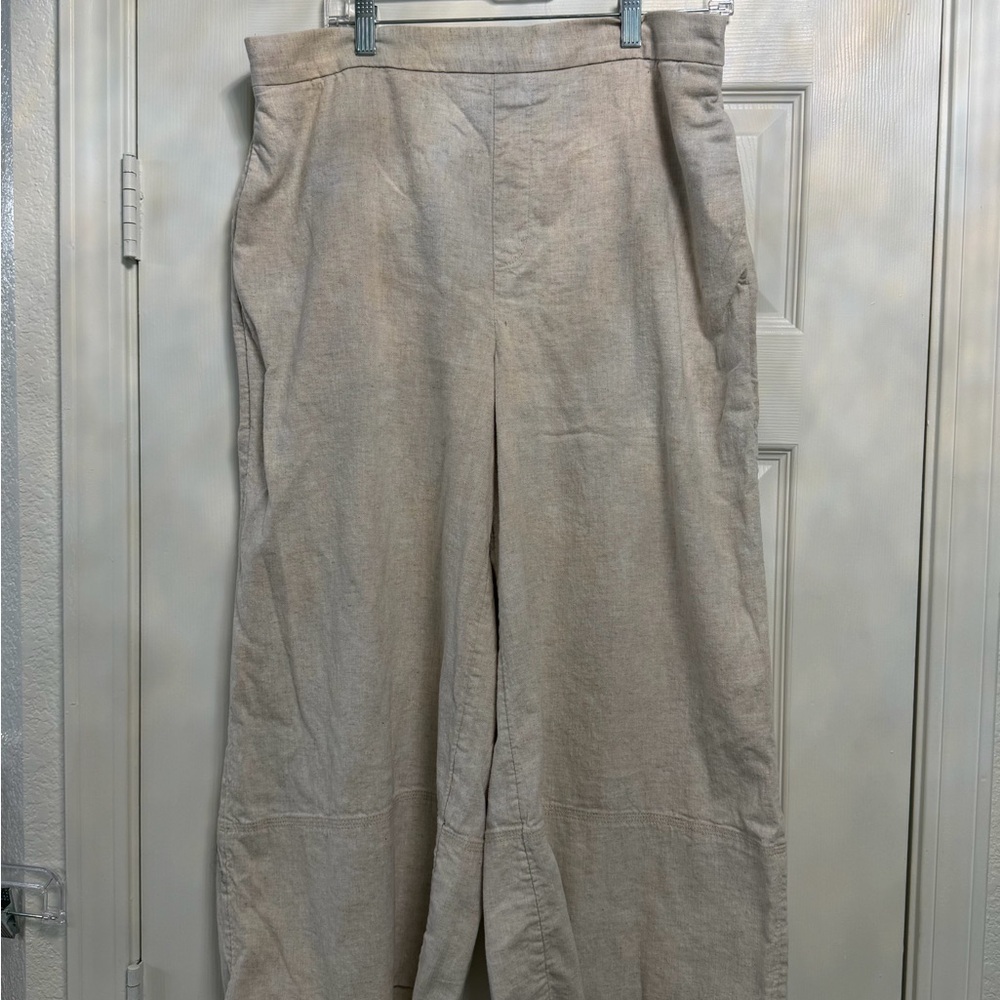 Banana Republic Wide-Leg Cropped Linen Blend Pants women’s size large. - Picture 3 of 5